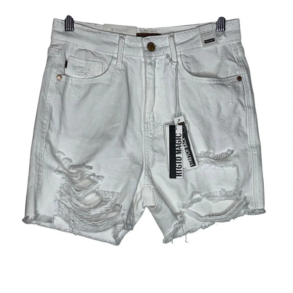 NWT JUDY BLUE High Rise Rigid Magic Cutoff Shorts in White Size Small - Picture 4 of 16